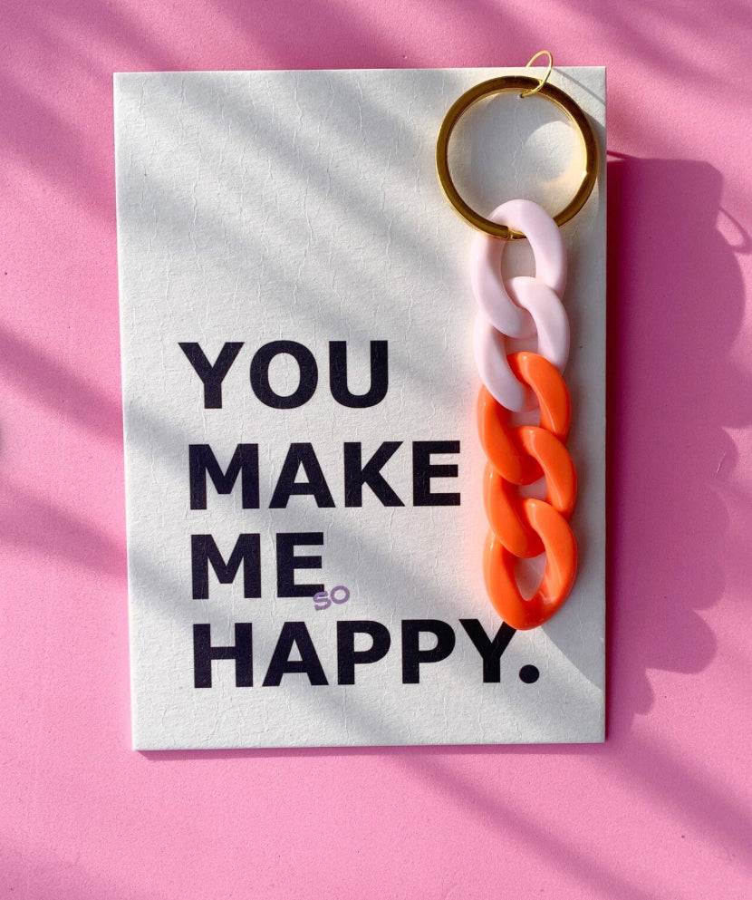 Schlüsselanhänger mit Karte / You make me so happy