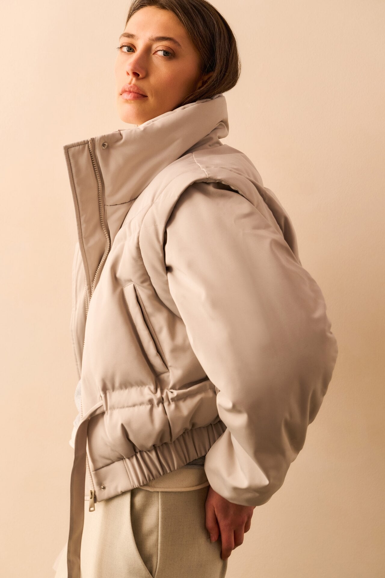 YAYACROPPED Nylon Jacket/Vest Cloud Grey