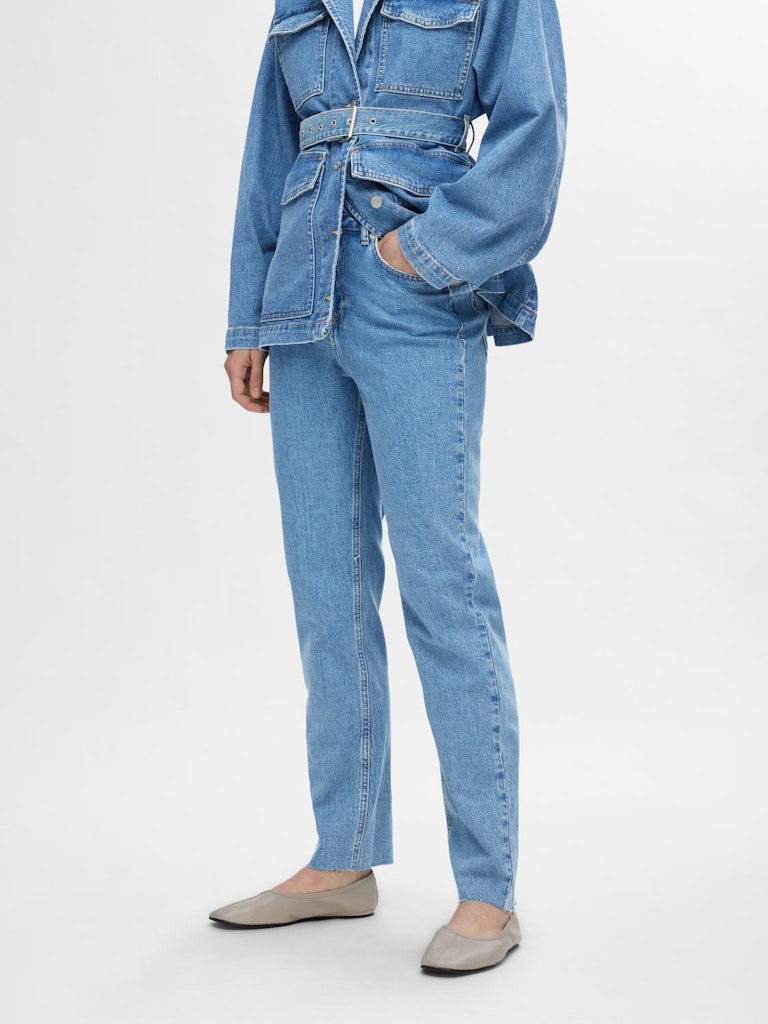 SLFELLIN High Waist Straight Leg Light Blue