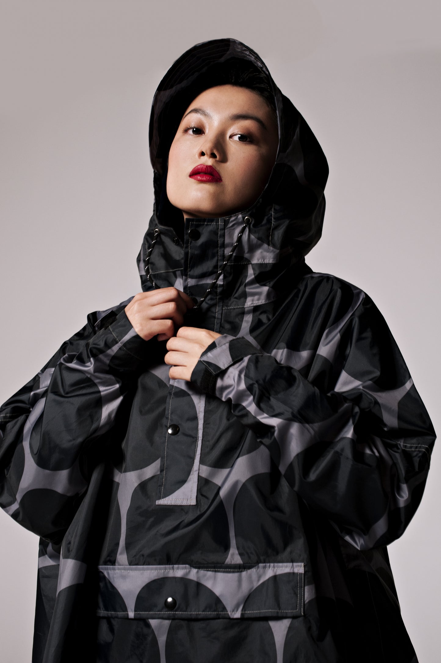 Rain Poncho - Black Polka