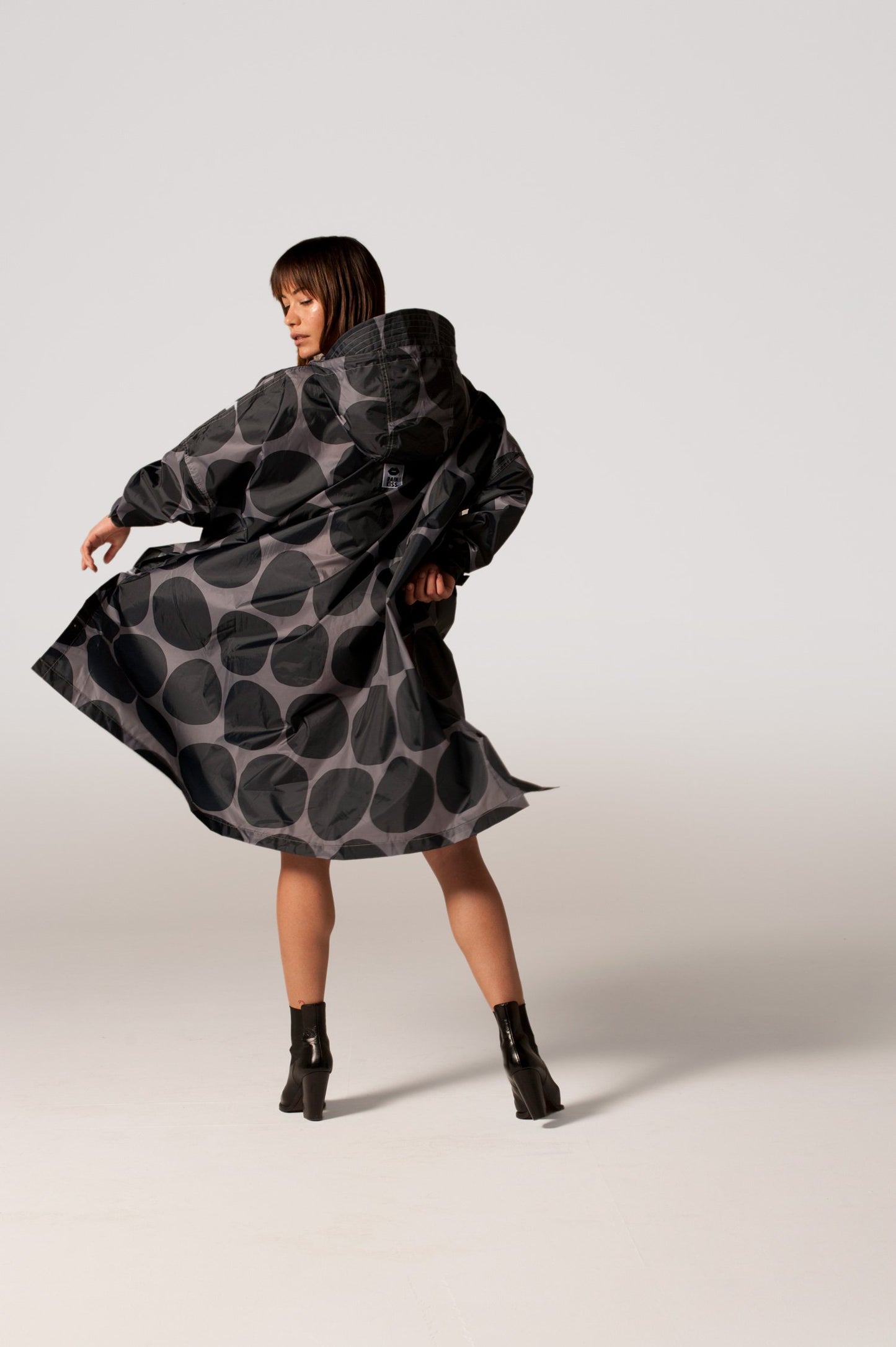 Rain Poncho - Black Polka