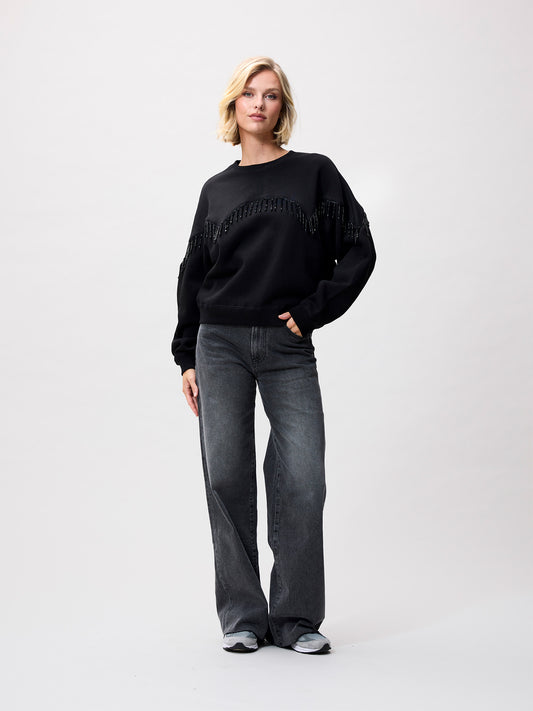 CWJBEADED Fringed Sweater