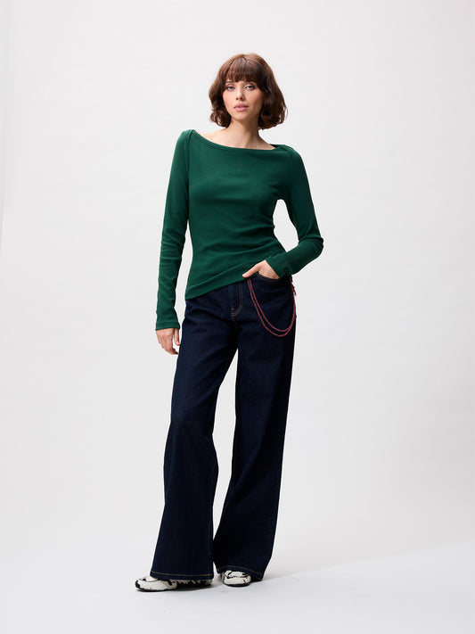 CWJBOATNECK Rib Long Sleeve Pine Forest