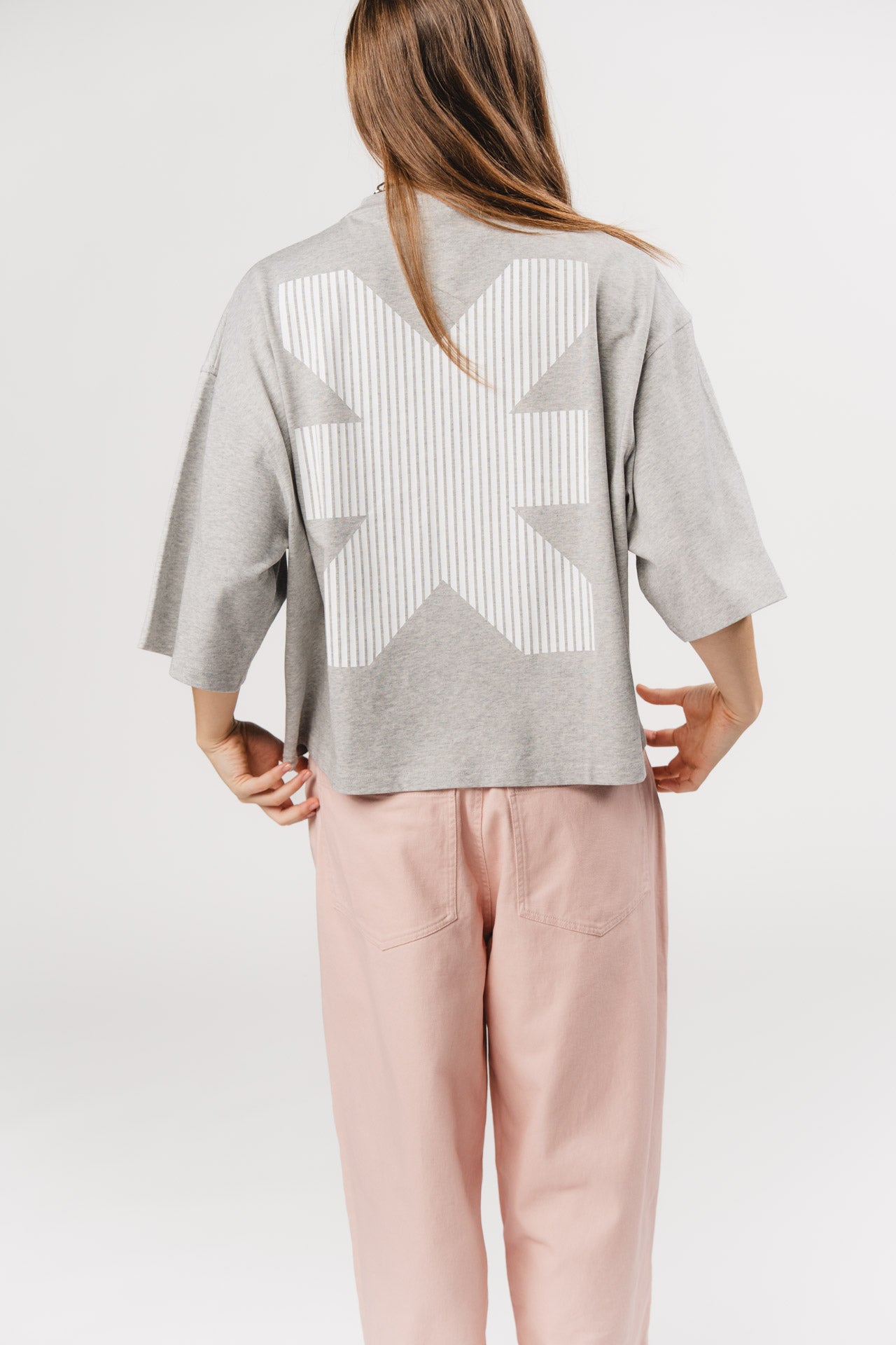 KKLBLSHIRT Cropped Grey Melange