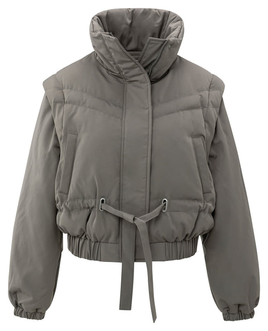 YAYACROPPED Nylon Jacket/Vest Taupe Grey
