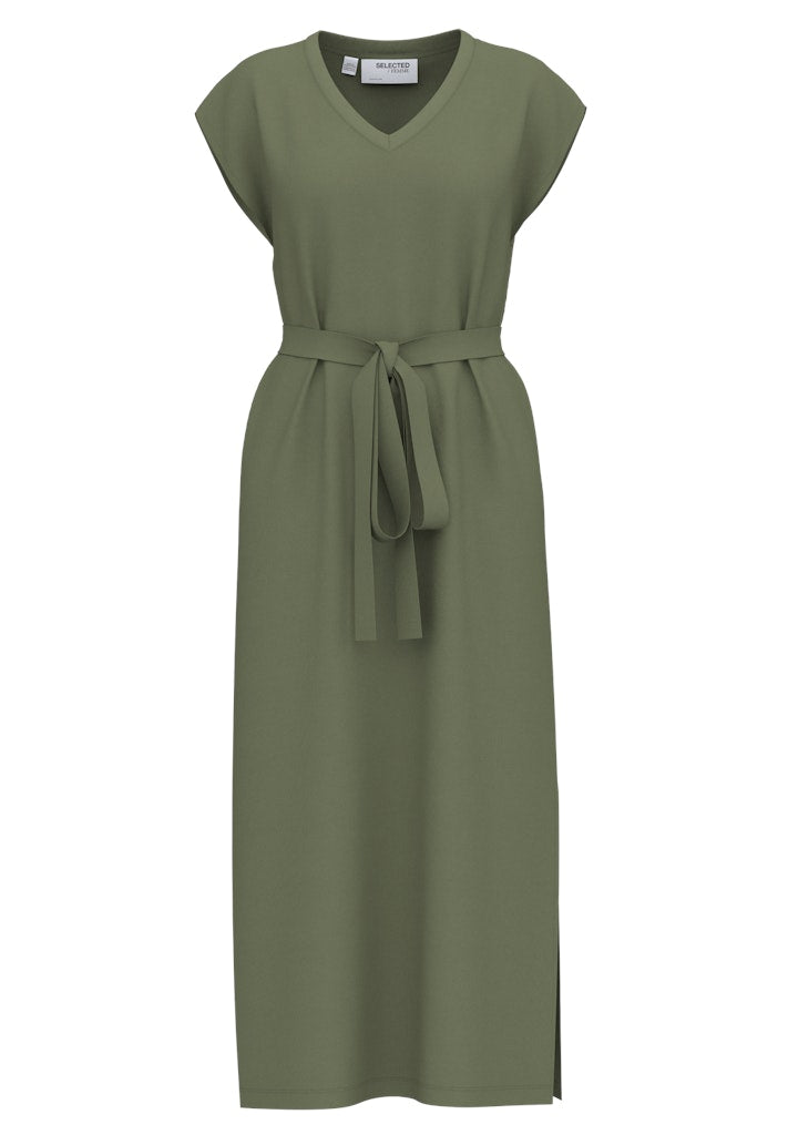 SLFESSENTIAL V-Neck Ankle Dress oliv