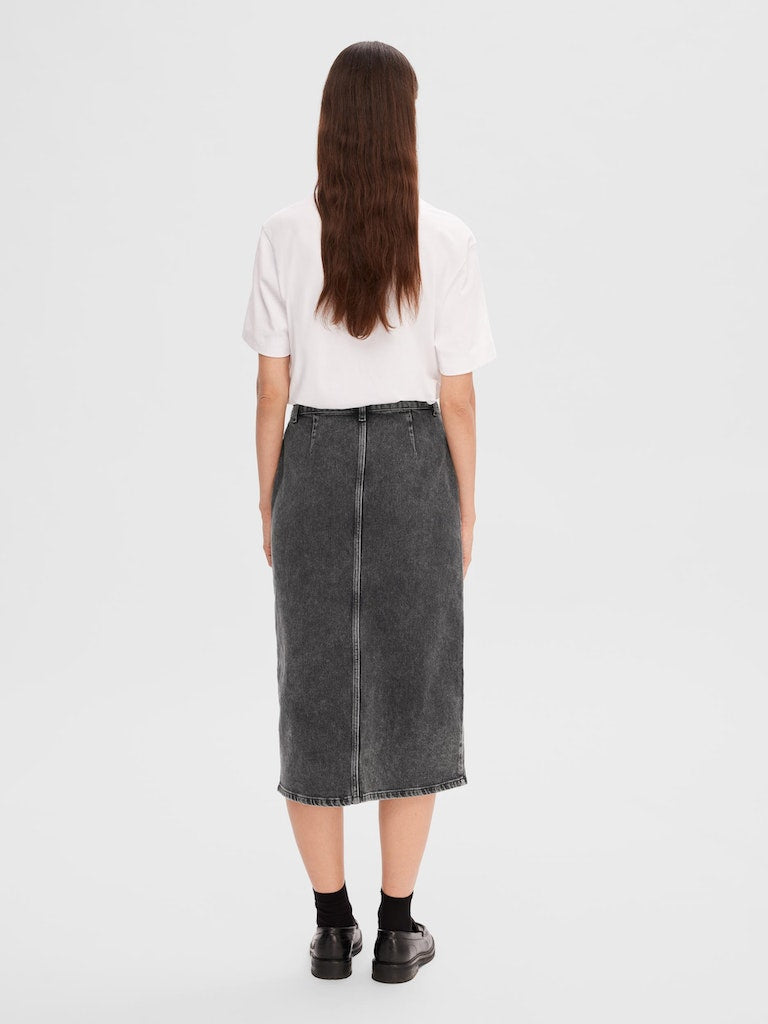 SLFCALI Midi Dark Grey Denim Skirt