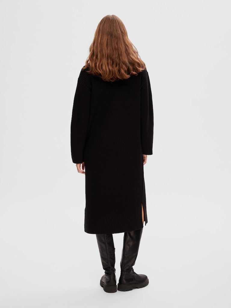 SLFBLOOMIE Knit Dress Half Zip Black