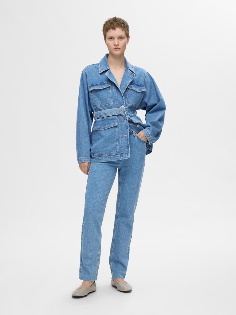SLFELLIN High Waist Straight Leg Light Blue