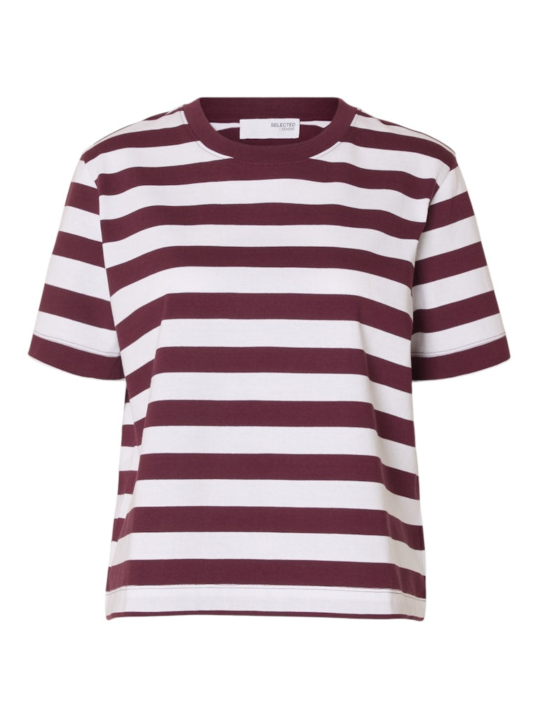 SLFESSENTIAL Stripped Boxy Tee Fig