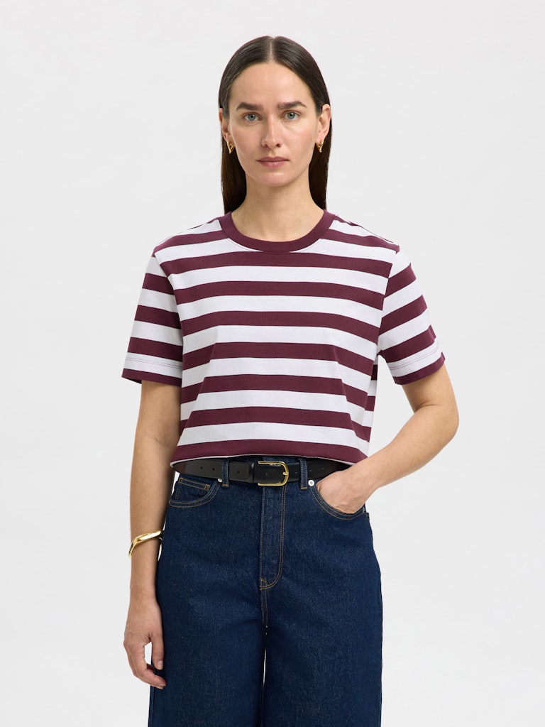 SLFESSENTIAL Stripped Boxy Tee Fig