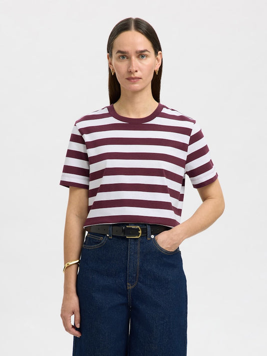 SLFESSENTIAL Stripped Boxy Tee Fig