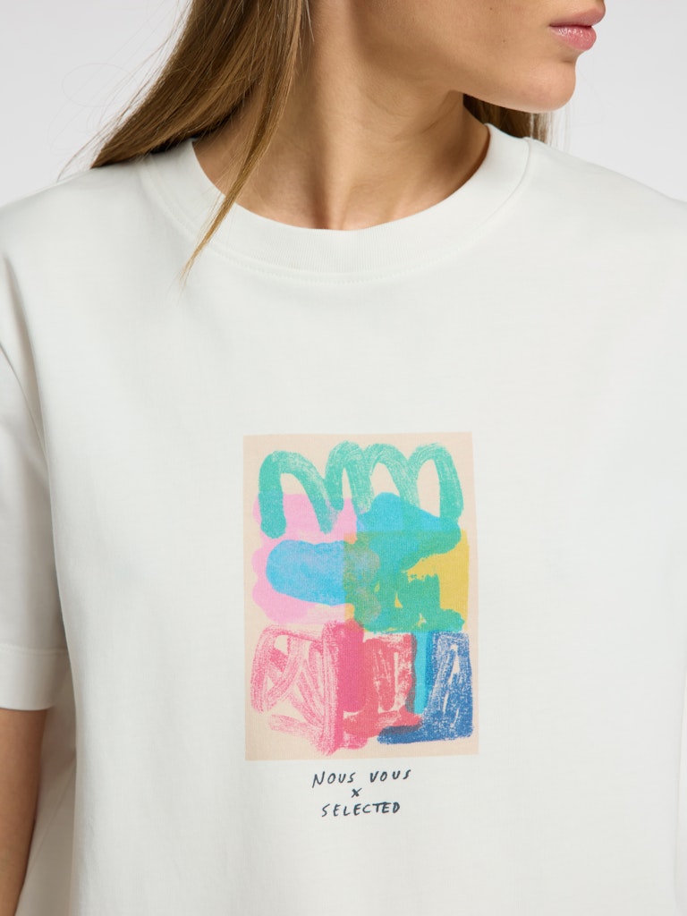 SLFESSENTIAL Boxy Printed Tee Snow White/Multi