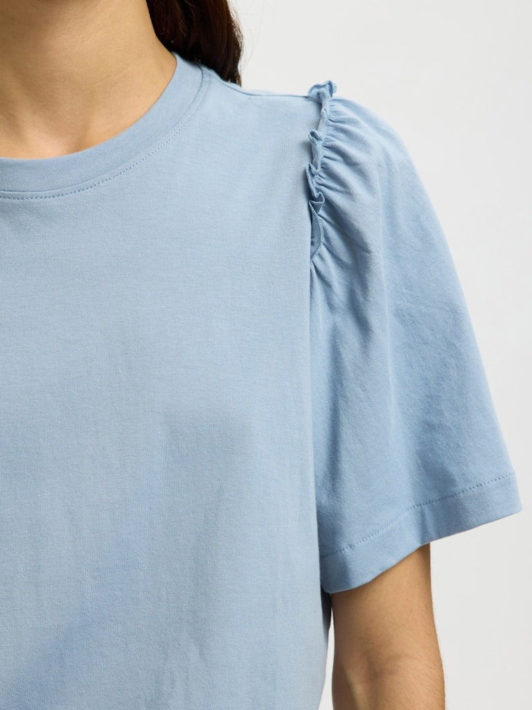 SLWPENELOPE Ruffle Tee Dusty Blue