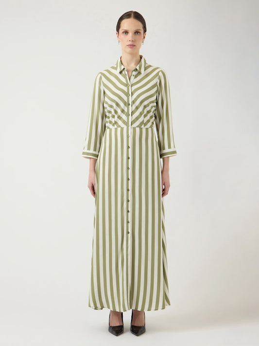 YASSAVANNA Dress Oil Green Stripe