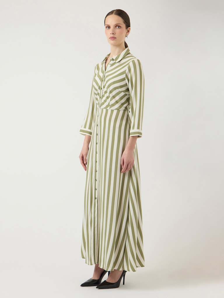 YASSAVANNA Dress Oil Green Stripe