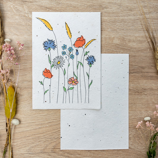 Postkarte "Blumenwiese" Samenpapier